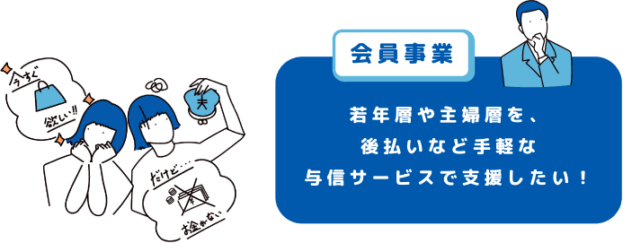 会員事業 若年層や主婦層を、後払いなど手軽な与信サービスで支援したい!